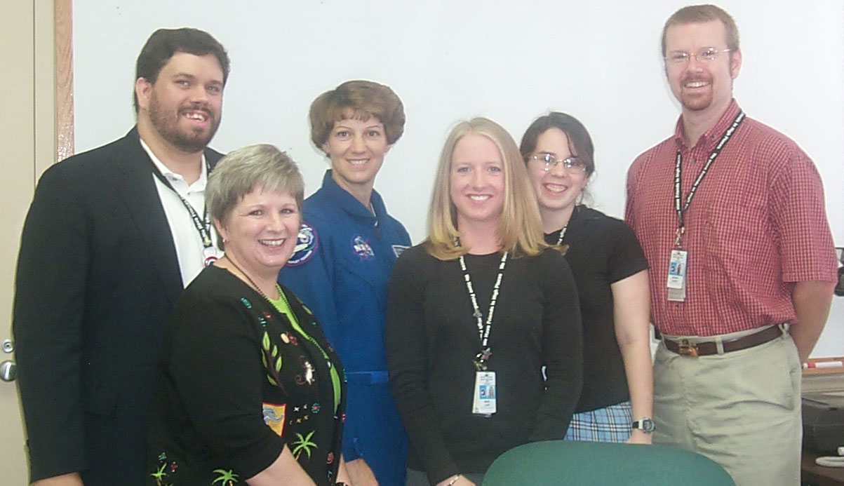 Eileen Collins with the NASAexplores team
